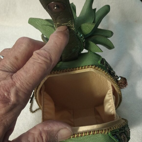 Mary Frances Pineapple Punch Yellow Green Beaded Fruit Bag. - Picture 3 of 5